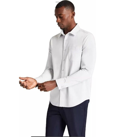 Brady Zero Weight Button Shirt Long Sleeve Casual Career Titanium Grey XL New - Picture 1 of 10